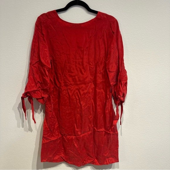 Lola‎ & Sophie Red V Neck Three Quarter Sleeve With Ties Size Small - Picture 2 of 4